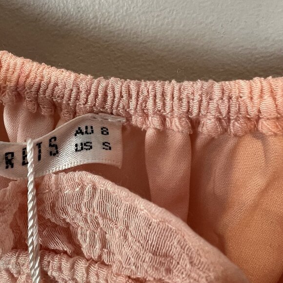 Saints + Secrets Blush Pink Mini Dress Womens Size Small Milk Maid Ruffle NWT - Picture 9 of 13